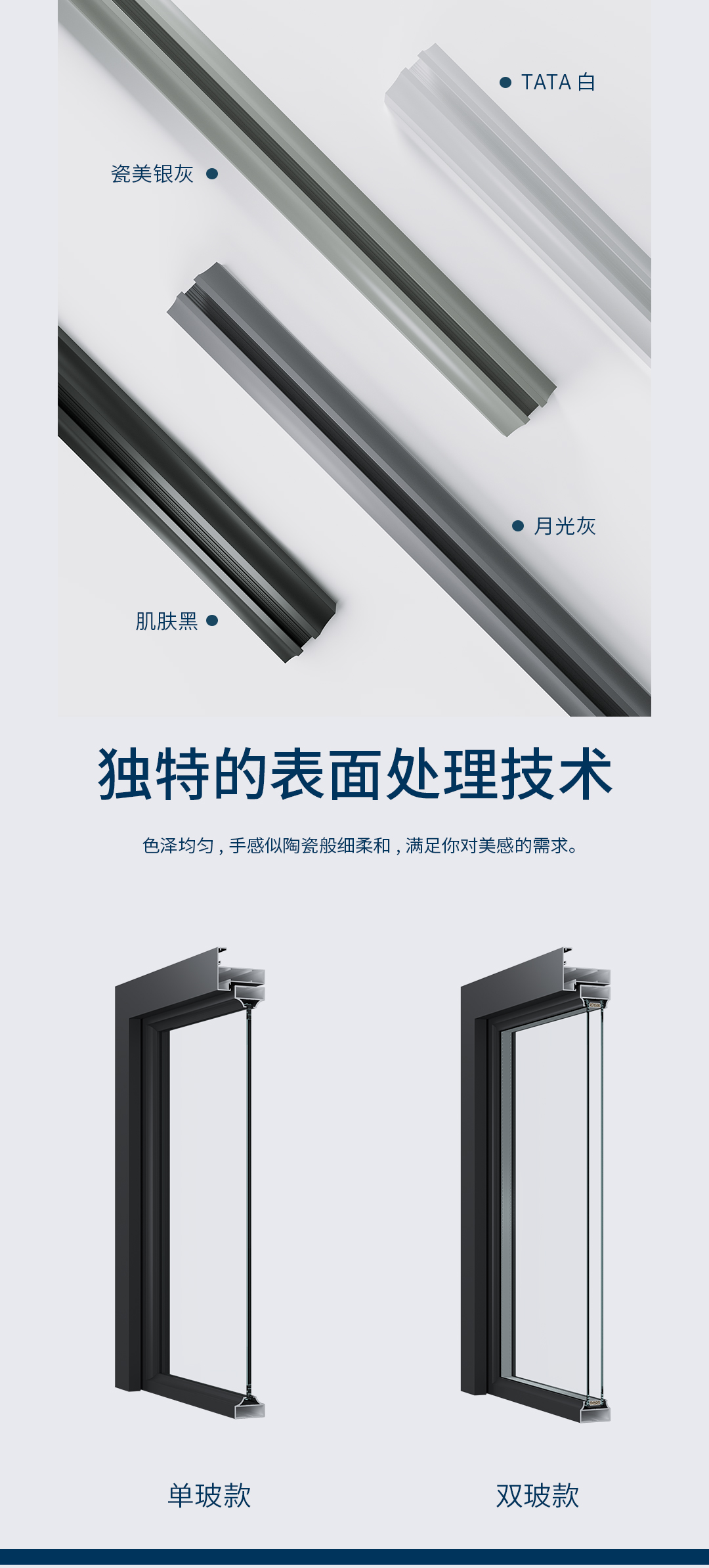 欧帆铝型材:单玻璃款,双玻璃款